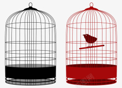 矢量牢笼红色鸟笼与黑色鸟笼高清图片