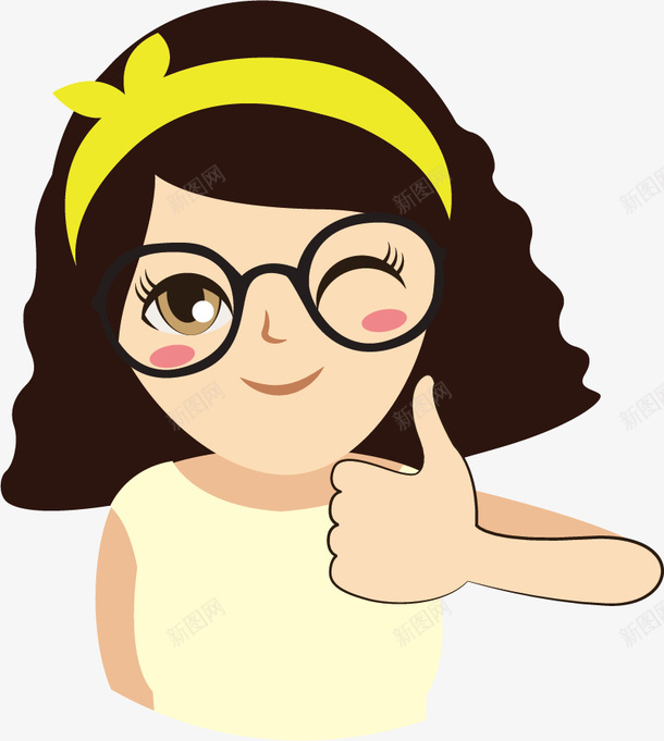 手绘人物女孩png免抠素材_88icon https://88icon.com 人物 可爱 头箍 女孩 微笑 手绘 点赞 秀发