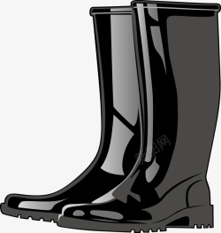 黑色手绘可爱橡胶雨鞋素材