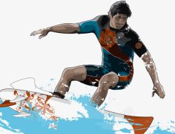 冲浪滑板水上冲浪极限运动插画高清图片