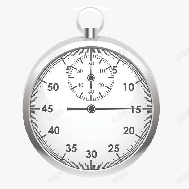 金属银白色秒表钟表计时器png免抠素材_88icon https://88icon.com 秒表 计时器 金属 钟表 银白色