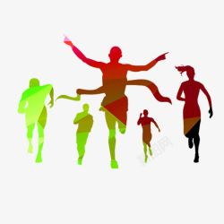 绿色身体一群人跑步的人剪影图标高清图片