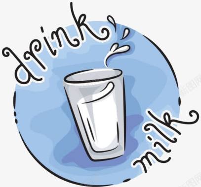 白色牛奶玻璃杯蓝色鲜牛奶图标图标