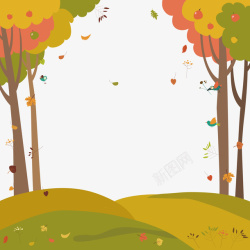落叶的小树林矢量图素材