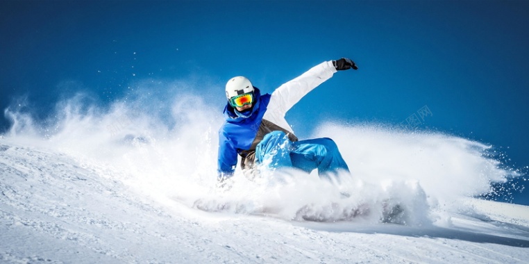 清新冬季滑雪运动背景模板背景