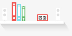 电子钟装饰书架矢量图高清图片