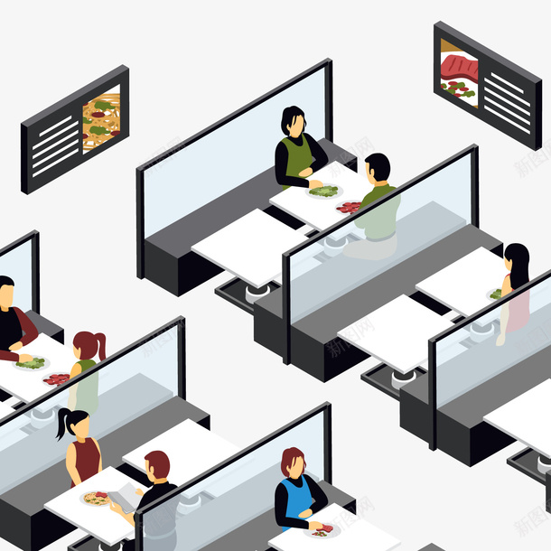创意整洁餐馆内部png免抠素材_88icon https://88icon.com 下馆子 卡通餐厅 用餐人物 背景装饰 餐馆内部