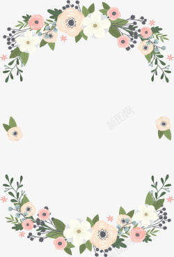 粉红花朵婚礼边框矢量图素材