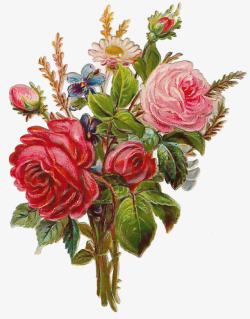 抽象素材油画手绘花朵卡通鲜花花束高清图片