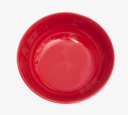 进食咀嚼红色的餐具碗俯视图高清图片