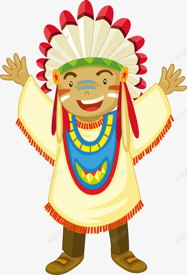 卡通人物印第安人png免抠素材_88icon https://88icon.com 举手 人物 免抠PNG 卡通 印第安人 印第安人插画 帽子 羽毛