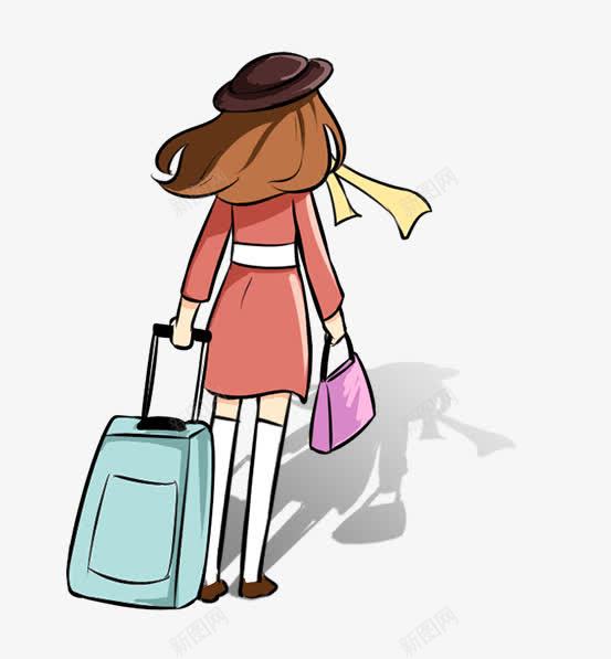 拉着行李箱远行的卡通女孩png免抠素材_88icon https://88icon.com 卡通手绘 外出 女孩 旅游 旅行箱的人 装饰图案 远行