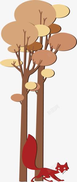 创意木桩棕色树叶高清图片