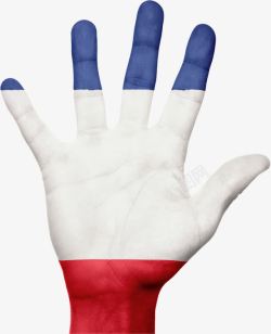 手掌上的彩绘法国国旗素材