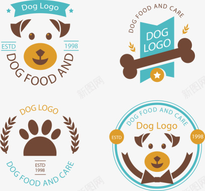 创意4款创意宠物狗商务标志矢量图图标图标