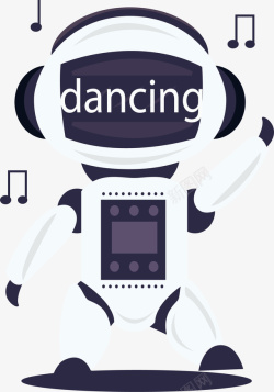 跟着音乐跳舞的机器人矢量图素材