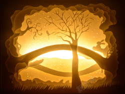 哲学之树手工雕刻纸雕灯永恒之树高清图片