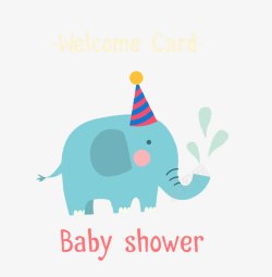 蓝色卡通大象迎接新生儿插图素材