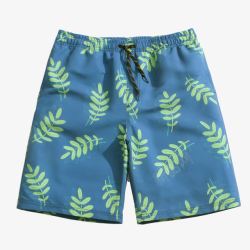 海滩裤蓝色小叶宽松温泉裤高清图片