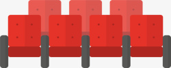 红色扁平电影院座椅素材