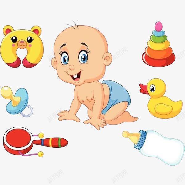 玩玩具的孩子png免抠素材_88icon https://88icon.com 卡通 可爱的 小孩子 小孩爬 手绘 爬着的 玩具 简笔 黄色的