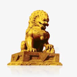 金色石狮雕塑装饰素材