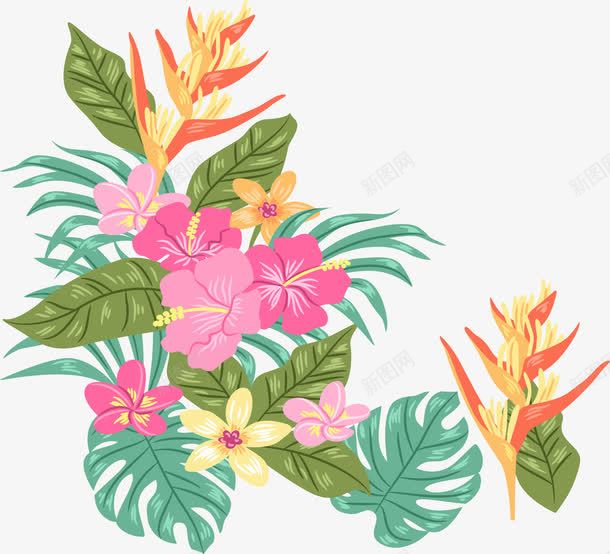 美丽的夏花png免抠素材_88icon https://88icon.com 生如夏花 矢量素材 粉色花朵 美丽的花丛