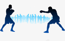 拳击剪影蓝色拳击比赛高清图片