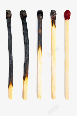 生火工具黑色取火工具烧尽的火柴棒实物高清图片