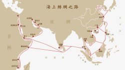 丝绸之路矢量海上丝绸之路地图高清图片