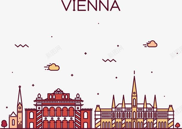 维也纳街景png免抠素材_88icon https://88icon.com 云朵 小门 建筑 手绘 窗户 红色 维也纳