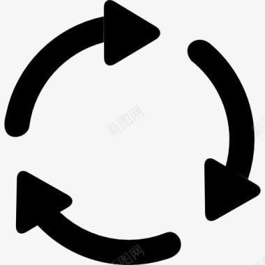 圆条型三循环箭头图标图标