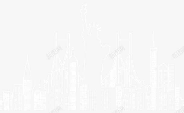 创意纽约城市剪影png免抠素材_88icon https://88icon.com 剪影 城市 建筑 楼群 纽约 美国 自由女神像