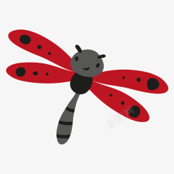 一只红色翅膀的蜻蜓矢量图素材