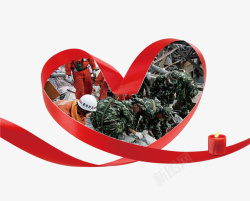 红色爱心汶川地震纪念日插画素材