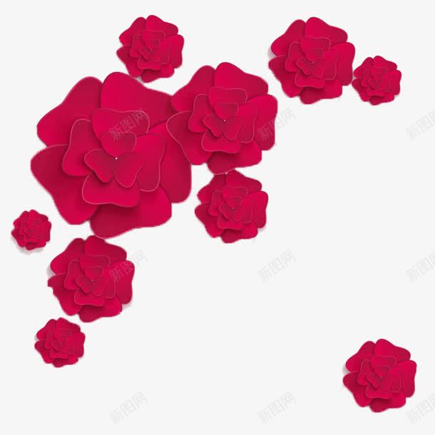 折纸花png免抠素材_88icon https://88icon.com 创意 红色 花团锦簇 花朵