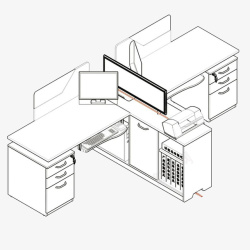 办公屏风组合办公桌线稿图图标高清图片