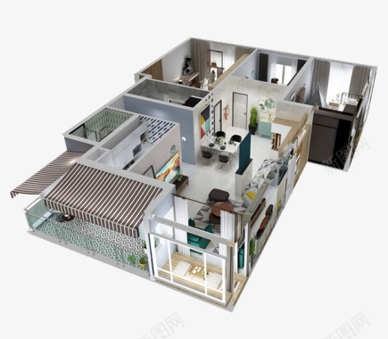 一居室户型3D家装户型图标图标