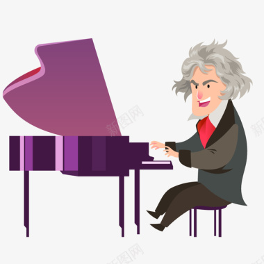 扁平化ui主题卡通钢琴家图标图标