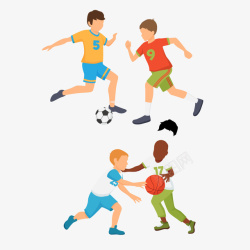 篮球和足球踢足球打篮球运动会健康球类矢量图高清图片