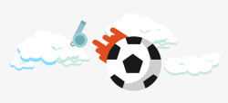 青少年足球卡通云朵间的足球高清图片