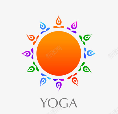 人物模拟瑜伽太阳logo模型图标图标