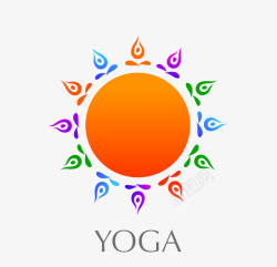 动作图形瑜伽太阳logo模型图标高清图片