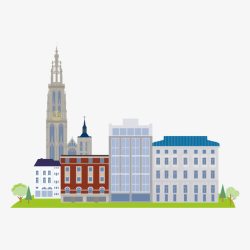 城市旅游景点比利时建筑旅游景点矢量图高清图片