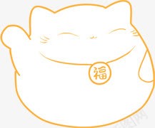 手绘黄色卡通福气招财猫png免抠素材_88icon https://88icon.com 卡通 福气 设计 黄色