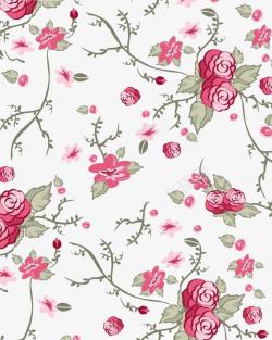 粉色碎花玫瑰树手绘碎花装饰高清图片