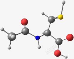 化学性黑色乙酰半胱氨酸分子形状高清图片
