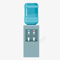 灰色饮水机和蓝色桶装水矢量图素材