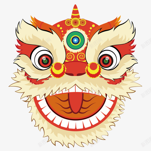 喜庆红色虎头png免抠素材_88icon https://88icon.com 可爱 喜庆 扁平 新年 红色 虎头 装饰 黄色