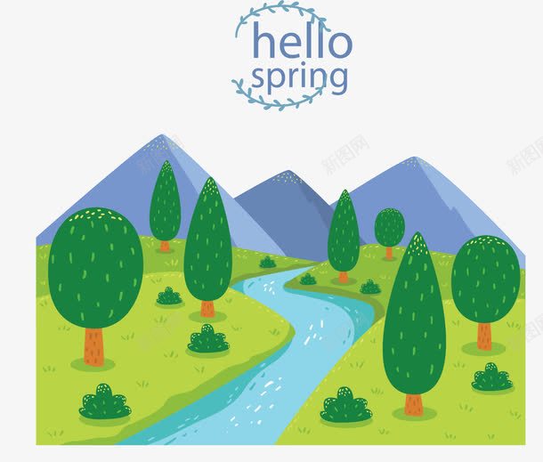 你好春天小溪河流png免抠素材_88icon https://88icon.com 初春焕彩 小溪河流 春天 春天美景 春天郊游 春游 矢量png